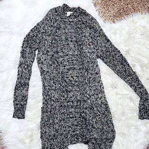 Black and white open weave cardigan